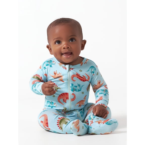Gerber Unisex Baby Toddler Buttery Soft Footed Pajama 2-Way Zipper with Viscose Made from Eucalyptus, Sizes 0/3M - 4T