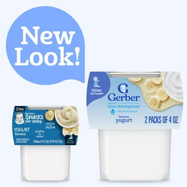 Gerber Yogurt Blends Stage 3 Baby Snacks Banana, 4 oz Tubs (Pack of 2)