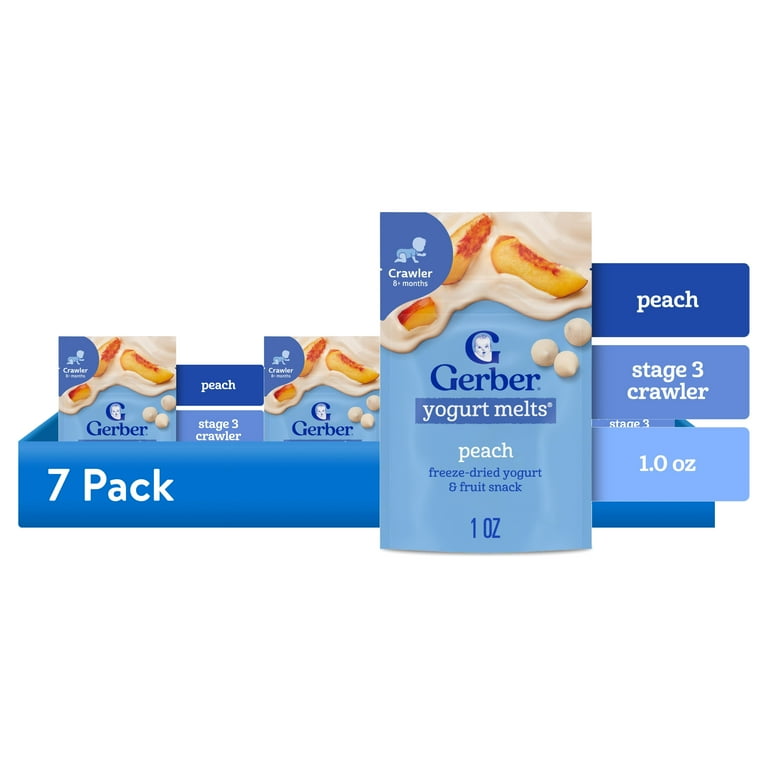 Gerber Yogurt Melts, Freeze-Dried Peach Yogurt and Fruit Snacks
