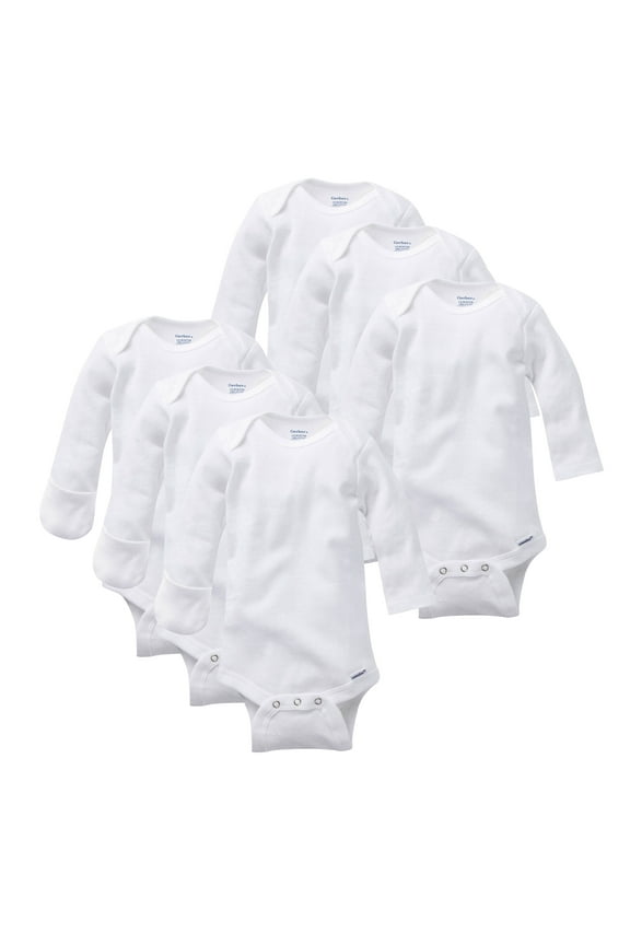 unisex-baby Multi-pack Long-sleeve Onesies Bodysuit Mitten Cuff Sizes 0-3 Months 6-pack Mitten Cuff