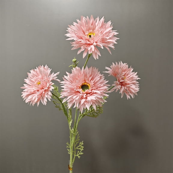 Gerbera Artificial Flower Stems - 6-Color Realistic Faux Flowers, Fabric Petal Plastic Stem Gerbera for Home Decor, Bendable Flower for Indoor Tables Bathroom Vase, Multi-Color Bouquet, Pink 6PCS