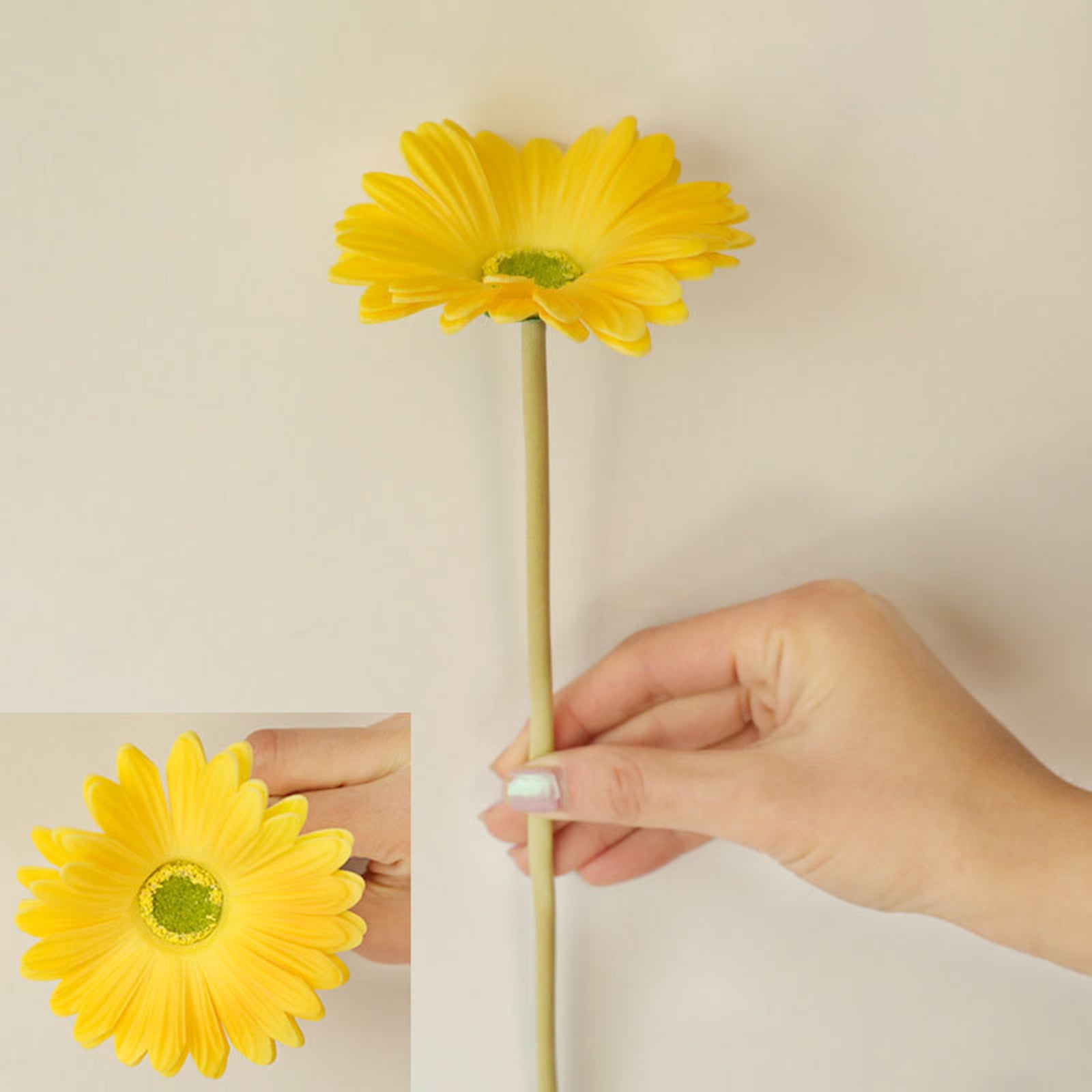 Gerbera Artificial Flowers, Fake Flowers Real Touch Silk Faux Flowers with Stems for Home