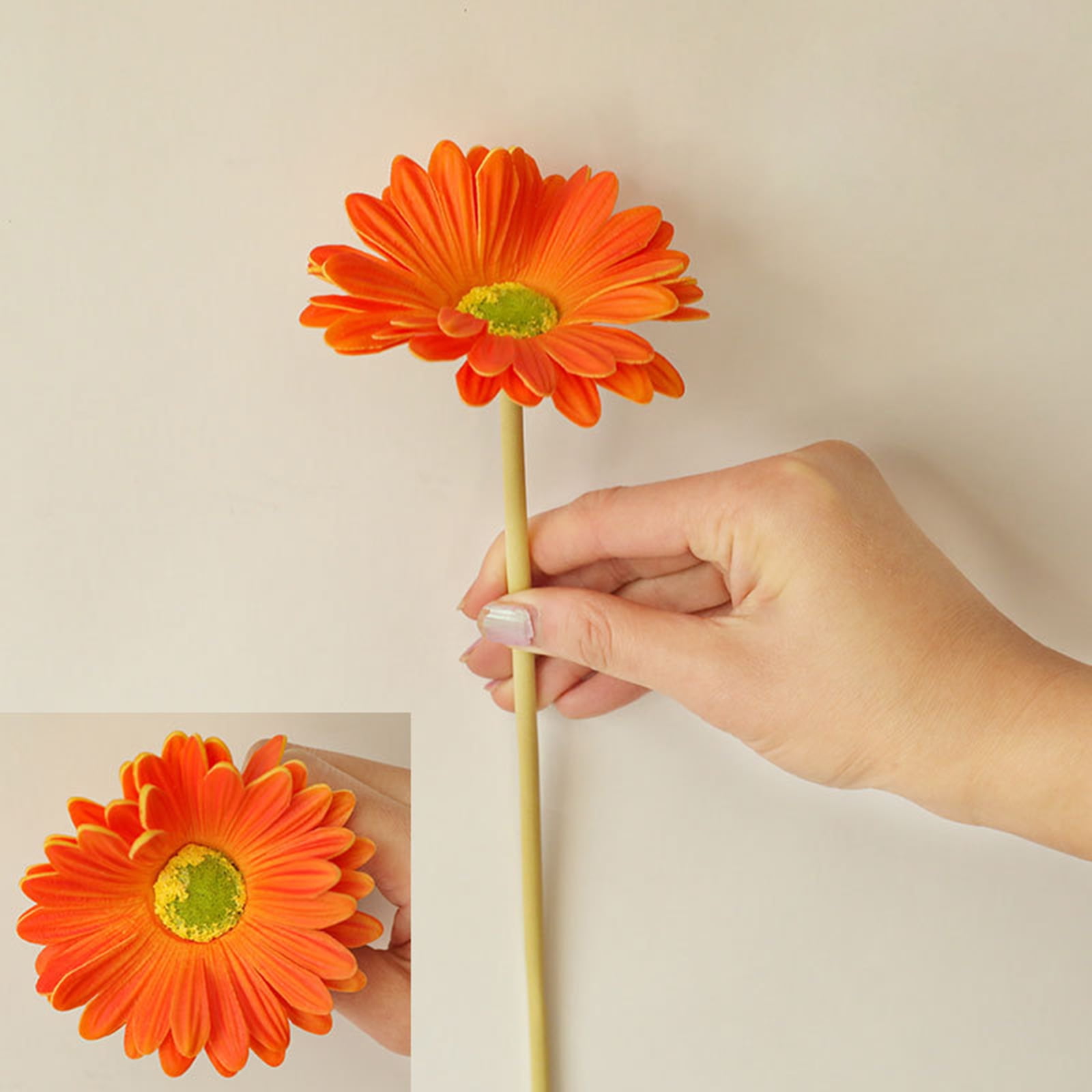 Gerbera Artificial Flowers, Fake Flowers Real Touch Silk Faux Flowers with Stems for Home