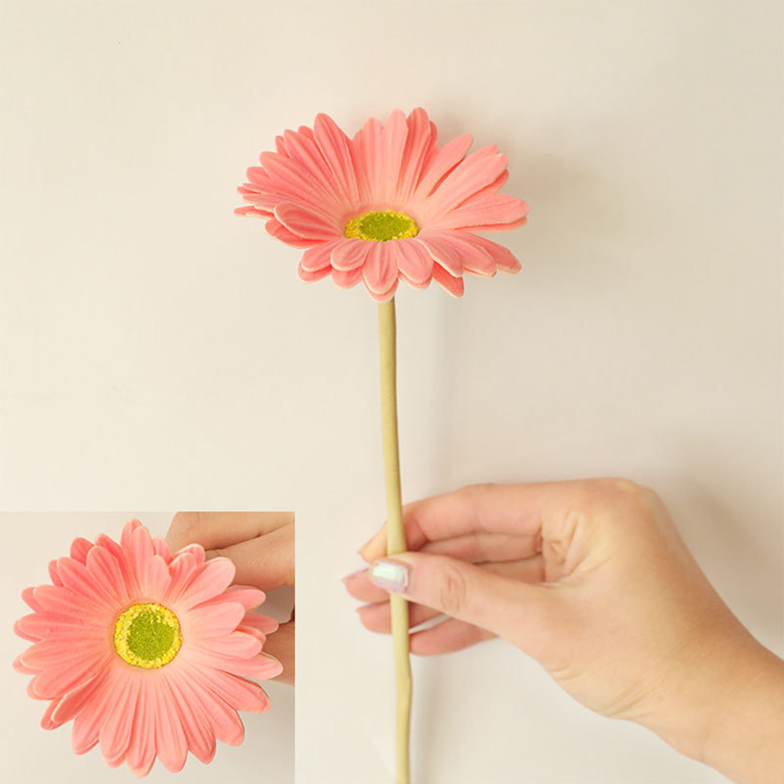 Gerbera Artificial Flowers, Fake Flowers Real Touch Silk Faux Flowers with Stems for Home