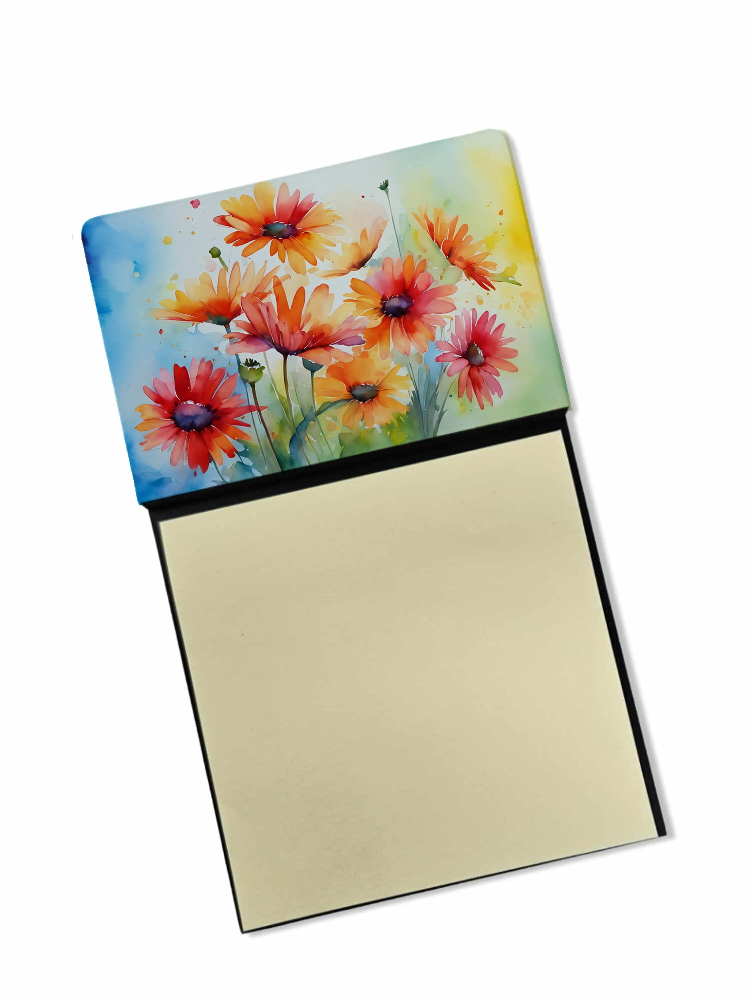 Gerbera Daisies in Watercolor Sticky Note Holder 3.25 in x 5.25 in