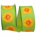 thumbnail image 1 of Gerbera Daisy Linen Ribbon -- 2.5" x 20 yards -- Lime / Yellow, 1 of 1