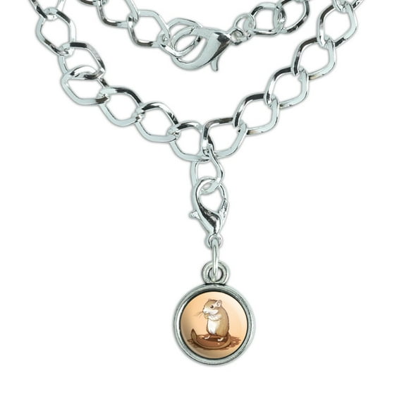 Gerbil Cute Rodent Pet Silver Plated Bracelet with Antiqued Charm