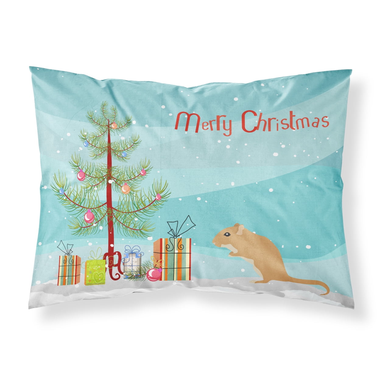 Gerbil Mouse Merry Christmas Fabric Standard Pillowcase