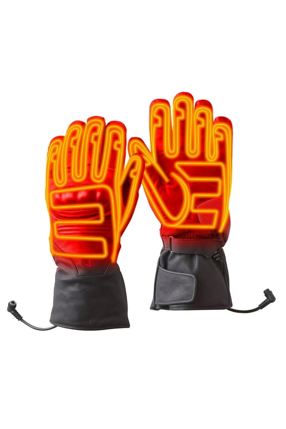 12V Vanguard Mens Heated Leather Gloves Black SM