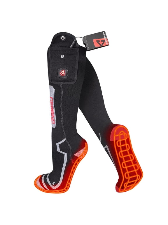 7V Wool Heated Socks (Lg-XL, Black/White)