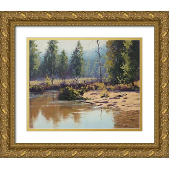 Gercken, Graham 14x12 Gold Ornate Wood Framed with Double Matting Museum Art Print Titled - Cox River Reflections