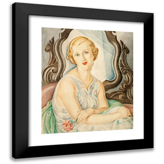 Gerda Wegener 12x14 Black Modern Framed Museum Art Print Titled - Lady in Front of a Mirror