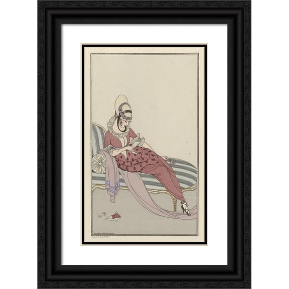 Gerda Wegener 16x24 Black Ornate Framed Double Matted Museum Art Print Titled: Robe De Gabardin (1914)