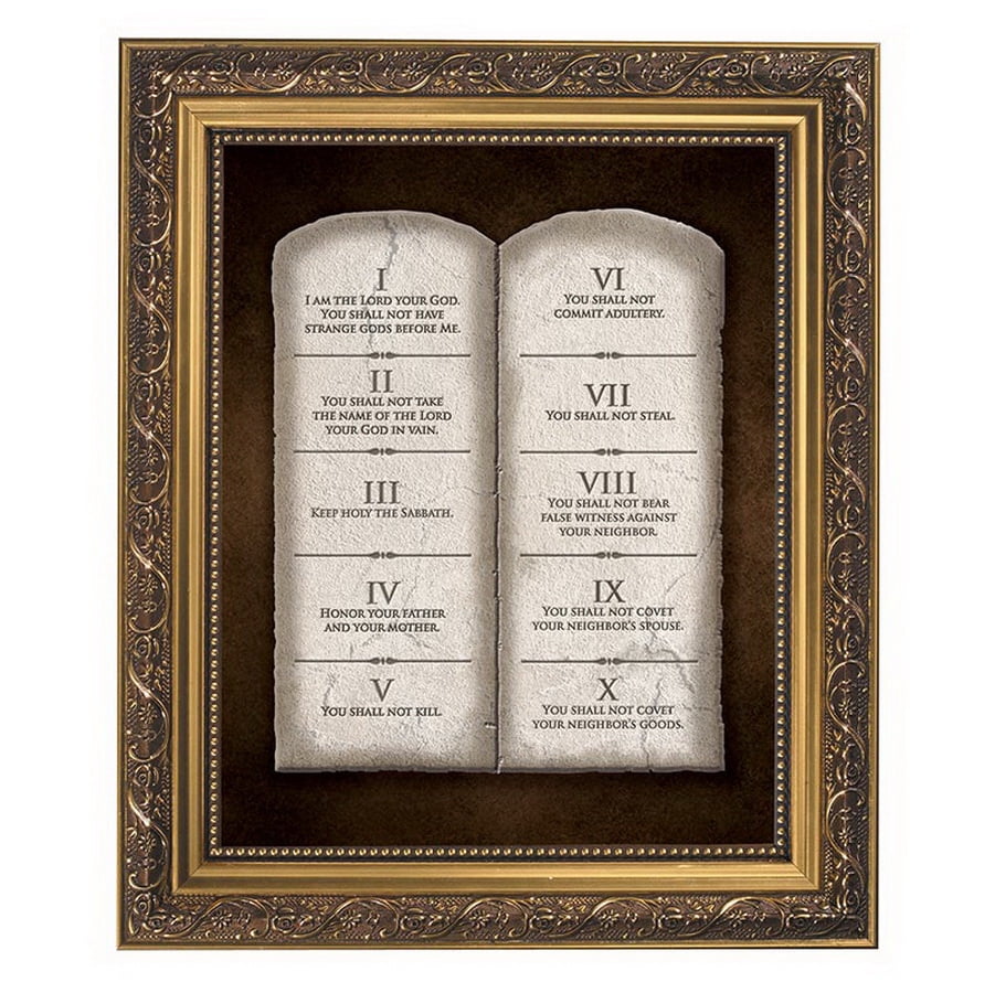 The Ten Commandments Gold Framed Religious Print