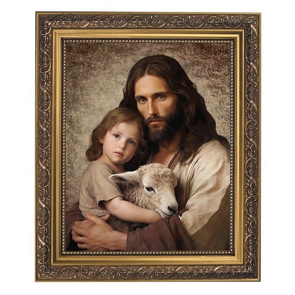 Gerffert Christ the Good Shepherd Gold Tone Framed Print
