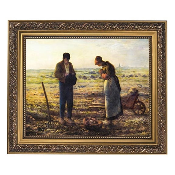 Gerffert Christian Wall Decor Ornate Gold Framed Artwork, 13 x 11-Inch, Millet - The Angelus