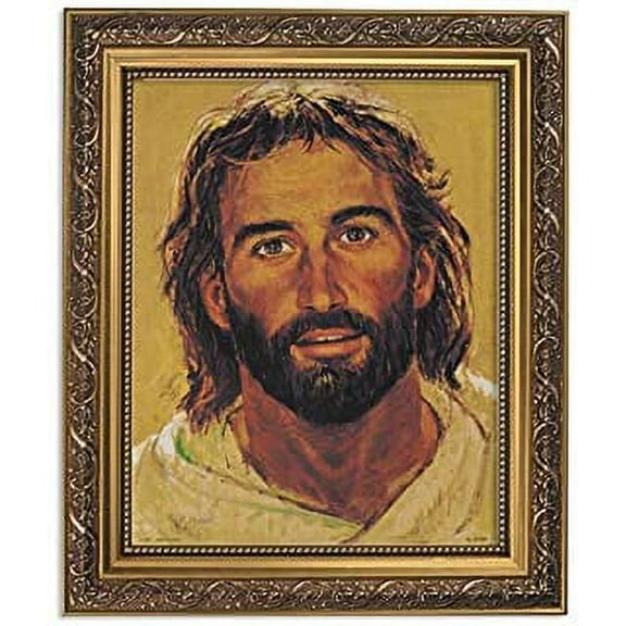 "Gerffert Collection Jesus Christ Framed Portrait Print, 13 Inch (Ornate Gold Tone Finish Frame)"
