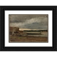 thumbnail image 1 of Gerhard Munthe 14x11 Black Ornate Wood Framed Double Matted Museum Art Print Titled: View of the Rhine Near Dusseldorf (1875), 1 of 5