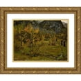 thumbnail image 1 of Gerhard Munthe 14x11 Gold Ornate Wood Frame and Double Matted Museum Art Print Titled - Autumn Landscape, Oylo (1879), 1 of 4