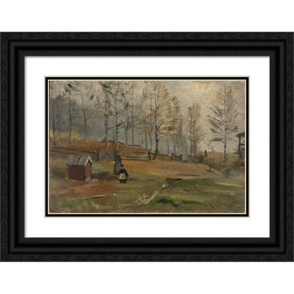 Gerhard Munthe 24x18 Black Ornate Framed Double Matted Museum Art Print Titled: Autumn (1876)