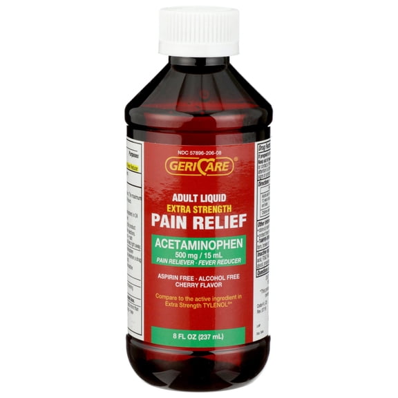 Geri-Care Acetaminophen Pain Relief Liquid, Cherry Flavor - 8 oz Bottle, 1 per Bottle