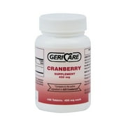 Geri-Care Cranberry Supplement Tablets for Urinary Tract Health, 450 mg, 1 Bottle, 100 per Bottle