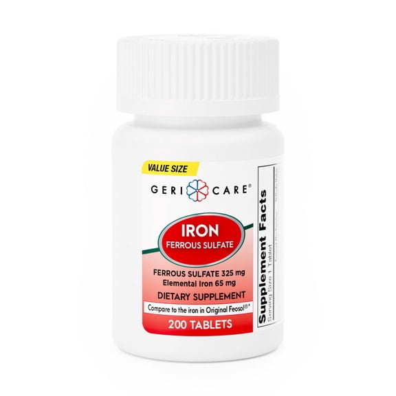 Geri-Care Iron Tablet 325 mg 703-20-GCP 1 Bottle, 200 per Bottle