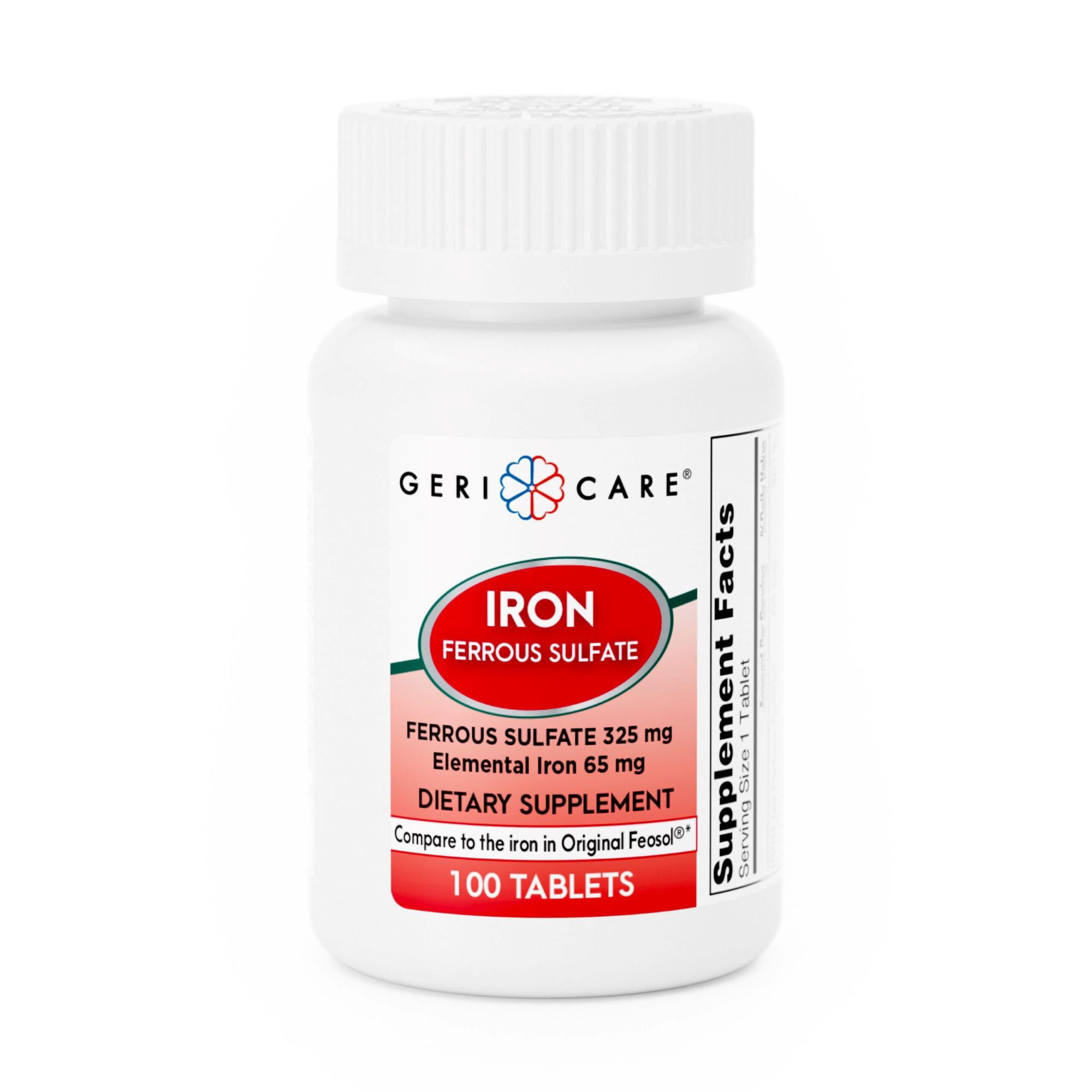 Geri-Care Iron Supplement 325 mg Strength, Mineral Tablets, 12 Bottles, 100 per Bottle