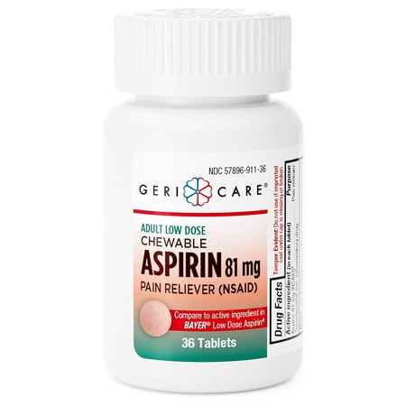 Geri-Care Low Strength Chewable Aspirin Tablets, 81 mg, 36 Count