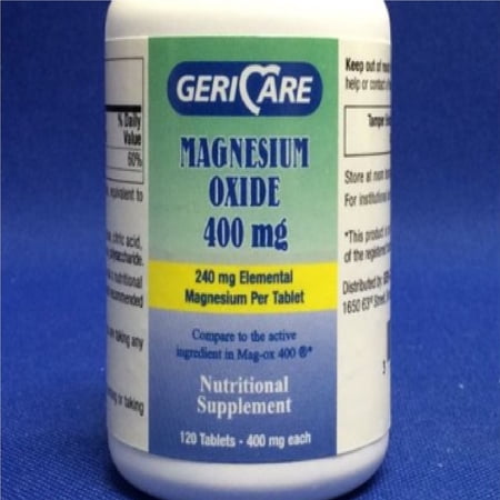 Geri-Care Magnesium Oxide Mineral 400mg Supplement Tablets, 120ct, 3 Pack