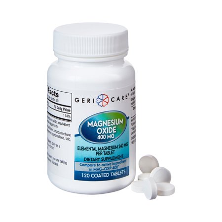 Geri-Care Magnesium Oxide Supplement for Immune Support, Muscle Recovery - 400 mg, 1 Bottle, 120 per Bottle