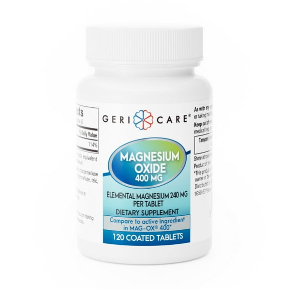 Geri-Care Magnesium Supplement 400mg Magnesium Oxide Tablet 120 Count