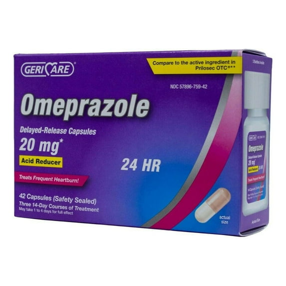 Geri-Care Omeprazole Delayed Release Capsules 20 mg, Acid Reducer (42 CAPSULES)