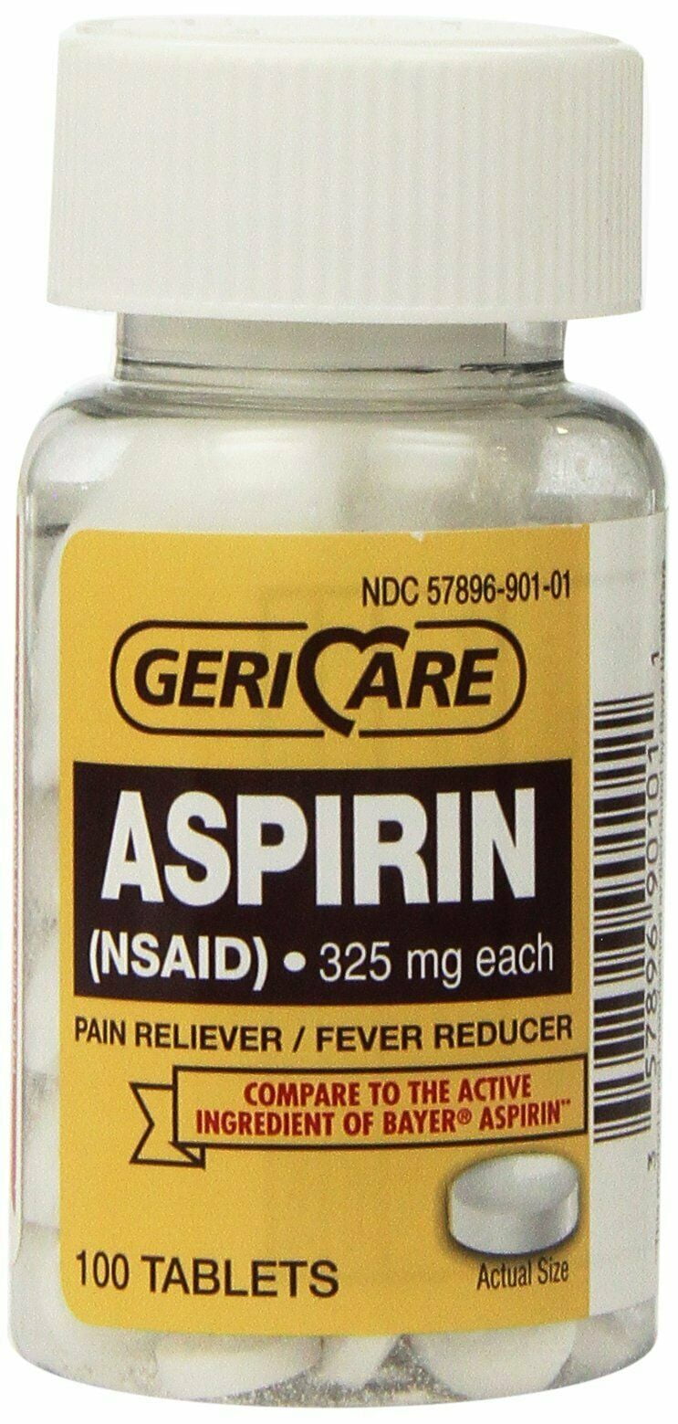 Geri-Care Pain Relief Aspirin Tablet 100 Per Bottle 325 Mg, 2-Pack