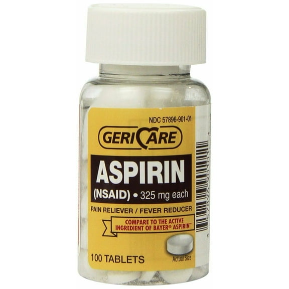 Geri-Care Pain Relief Aspirin Tablet 100 Per Bottle 325 Mg, 2-Pack