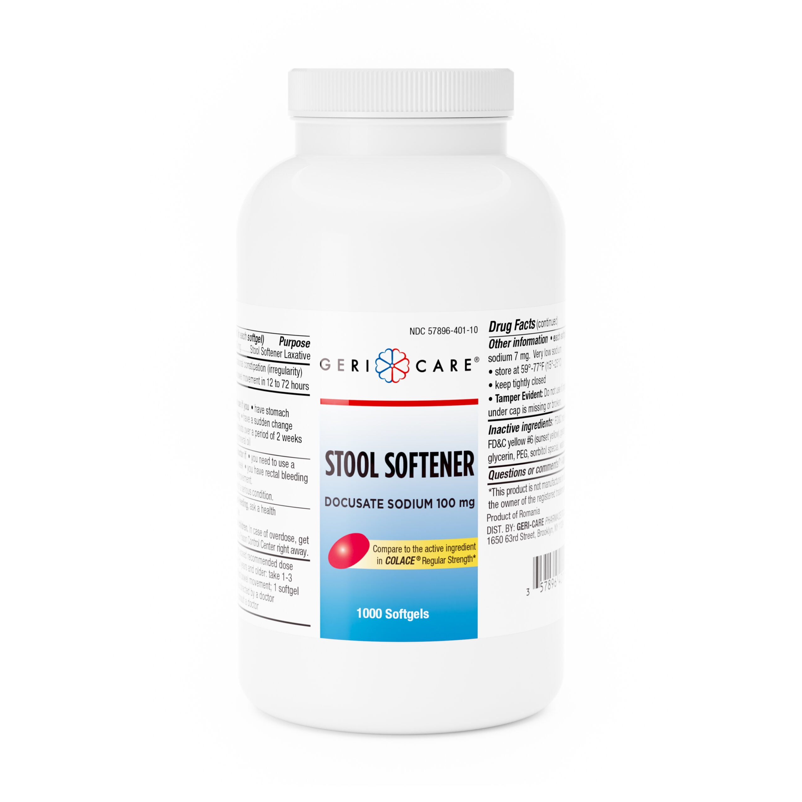 GeriCare Stool Softener Softgel Capsule 1000 per Bottle 100 mg
