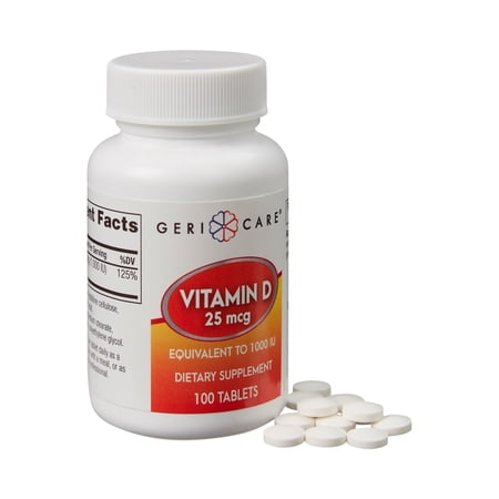 Geri-Care Vitamin D3, 1000 IU Dietary Supplement for Bone and Muscle Health, 1 Bottle, 100 per Bottle