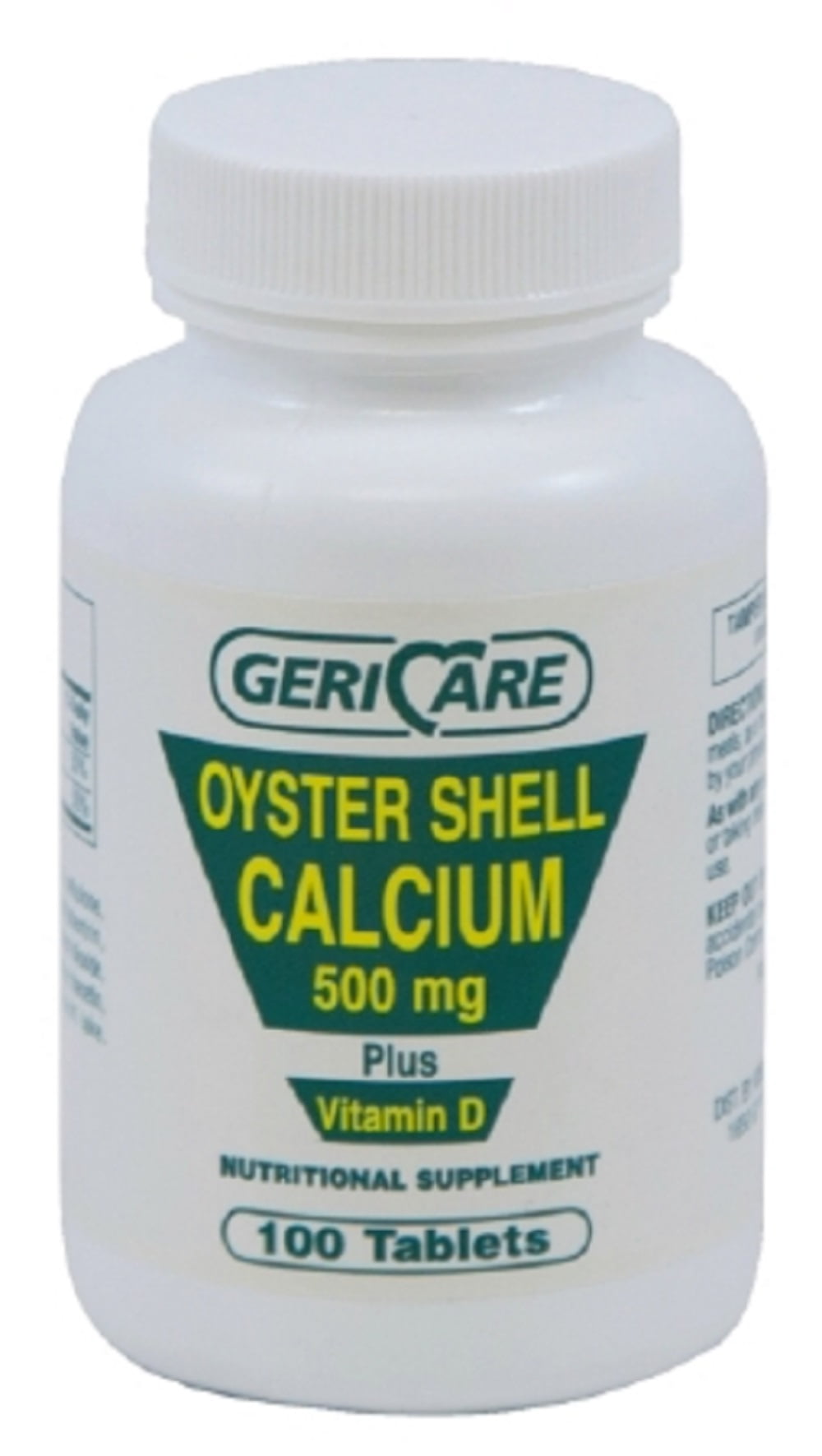 GeriCare - Calcium w/ Vitamin D Supplement - 200 IU / 500 mg Strength - Tablet - 100 per Bottle - 12/Case