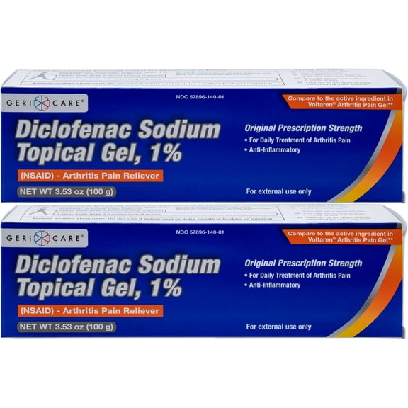 GeriCare, Diclofenac Sodium Tropical Gel / Cream, Arthritis Pain Reliever, (3.53 oz. / 100 g.) 2 Pack