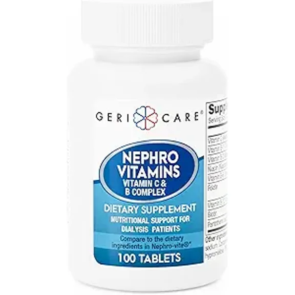GeriCare Nephro Vitamin C & B Complex Tablets, Nutritional Supplement 100 Count (Pack of 1)