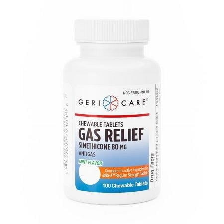 GeriCare Simethicone 80 mg | Fast Relief for Gas, Bloating and Discomfort (100 Tablets)
