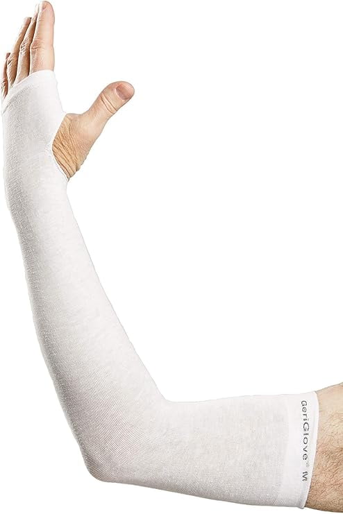 GeriGlove Elderly Arm Skin Protector Sleeves for Thin Skin & Tear Protection, Protective Arm Covers for Seniors, Soft Breathable Comfort Fit, Made in USA, One Pack