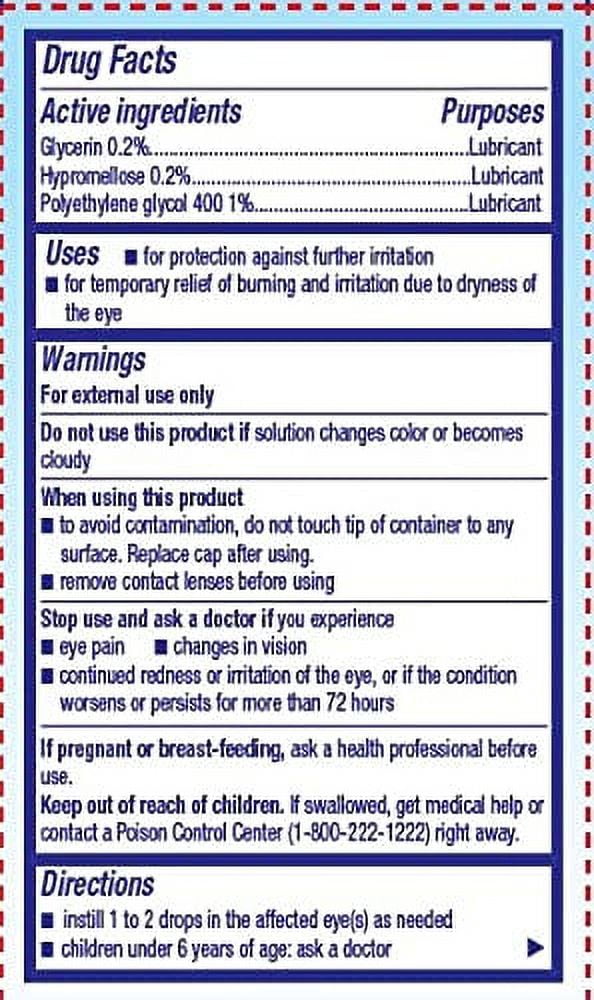 Gericare Artificial Tears Lubricant Eye Drops, 15 mL Per Bottle (6 Pack