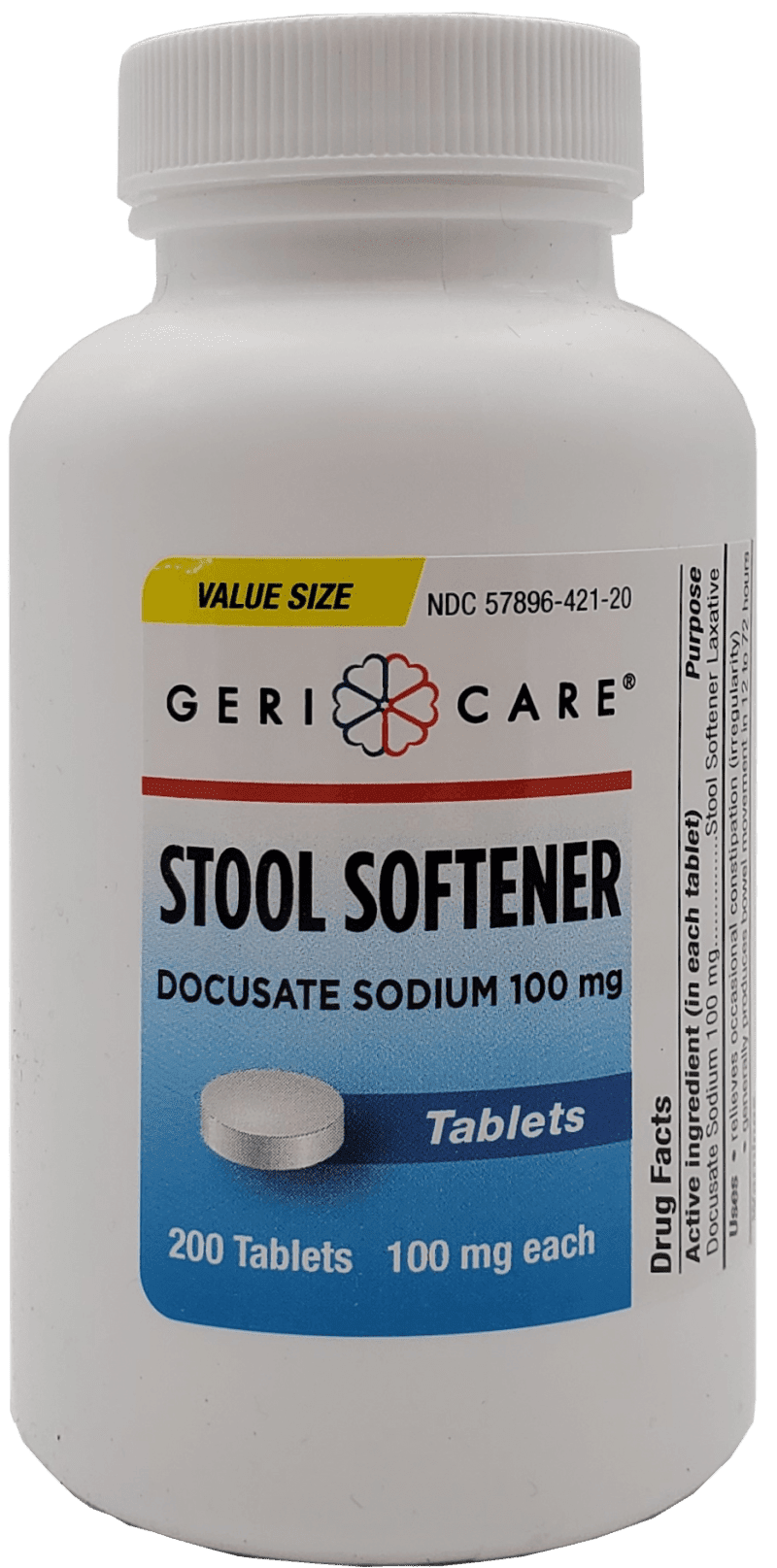 Gericare Docusate Sodium 100mg Crushable Tabs (Colace Generic)(Bottle of 200)