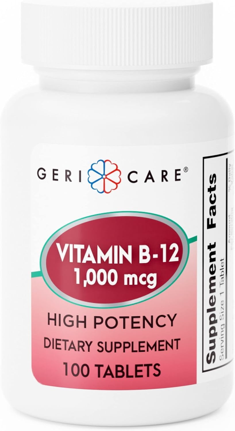 GeriCare Vitamin B-12 1000mcg High Potency Tablets Dietary Supplement, 100 Count