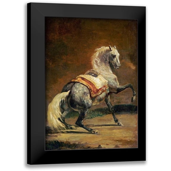 Gericault, Theodore 14x18 Black Modern Framed Museum Art Print Titled - Dappled Grey Horse - Reversed