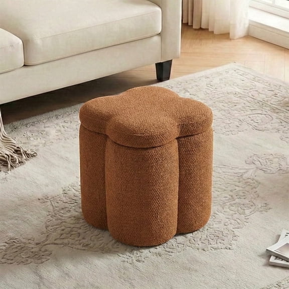 Gericco 17" Ottoman Upholstered Flower Storage Footrest Chenille for Bedroom & Living Room, Ginger