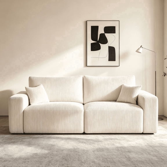 Gericco 79" Modular Sectional Sofa,Boneless Cloud Couch and Corduroy Fabric ,No Assembly Required for Apartment Living Room Office,Beige