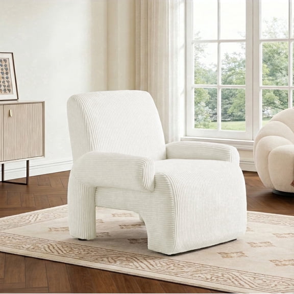 Gericco Accent Chair Armchair, Compressed Foam Corduroy Upholstery for Living Room Bedroom, Beige