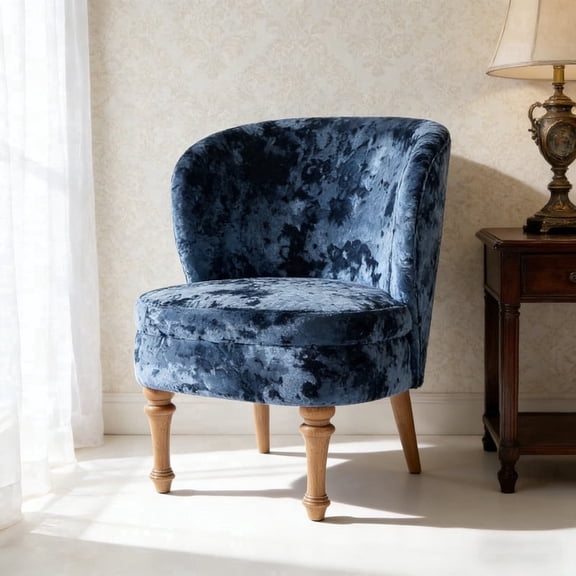 Gericco Accent Chair Wingback Side Vintage Velvet Upholstery Wide for Living Room, Bedroom, Navy